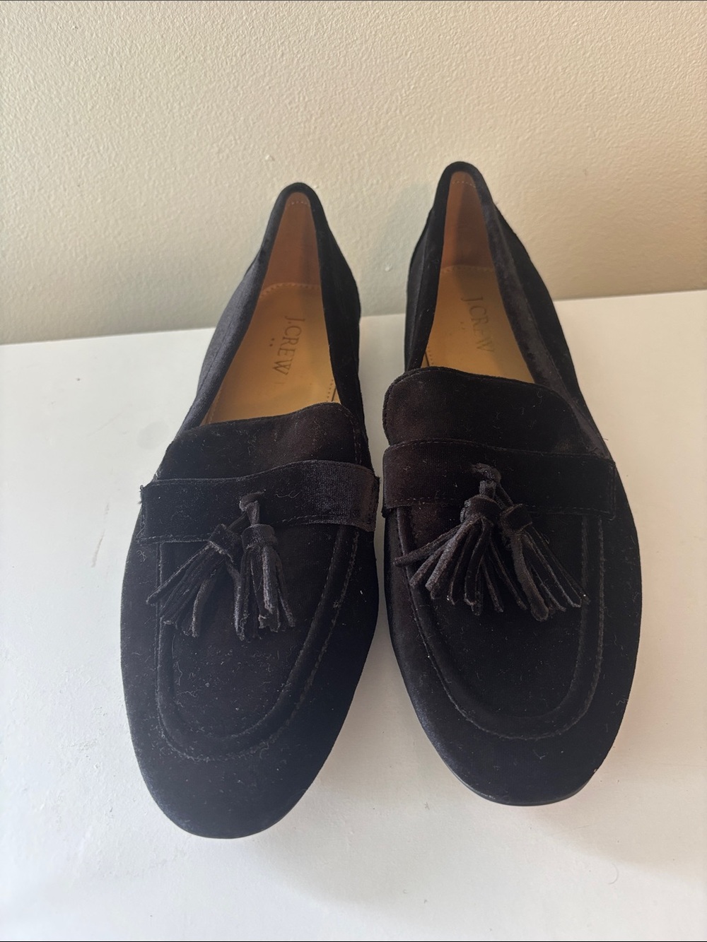 J. Crew Black Suede Tassel Loafers